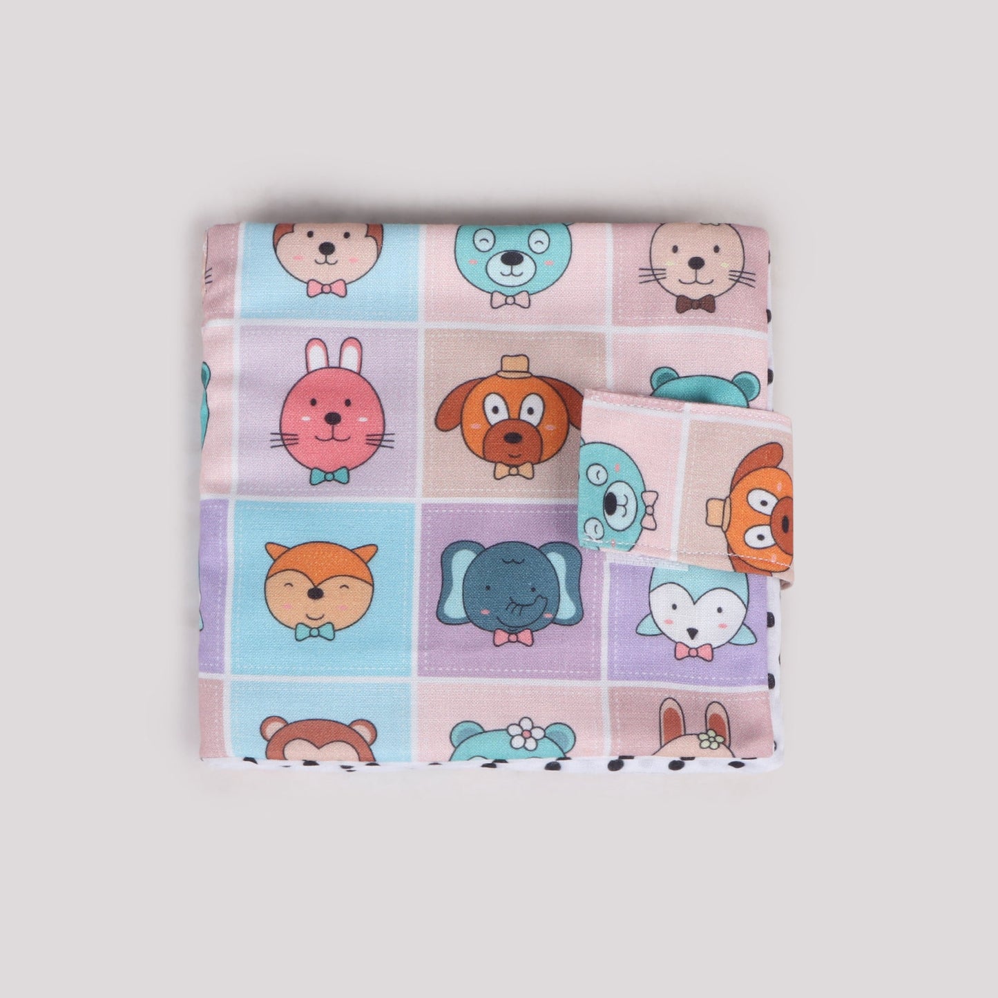 Soft sensory book with crinkly pages, bright colors, and touchable textures to engage young minds with animal print and child-friendly fabric
